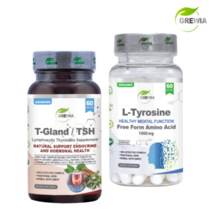 T‑Gland TSH + L‑Tyrosine 1000mg Grewia 60 + 60 капсули – сет хранителни добавки за щитовидна жлеза и имунна подкрепа