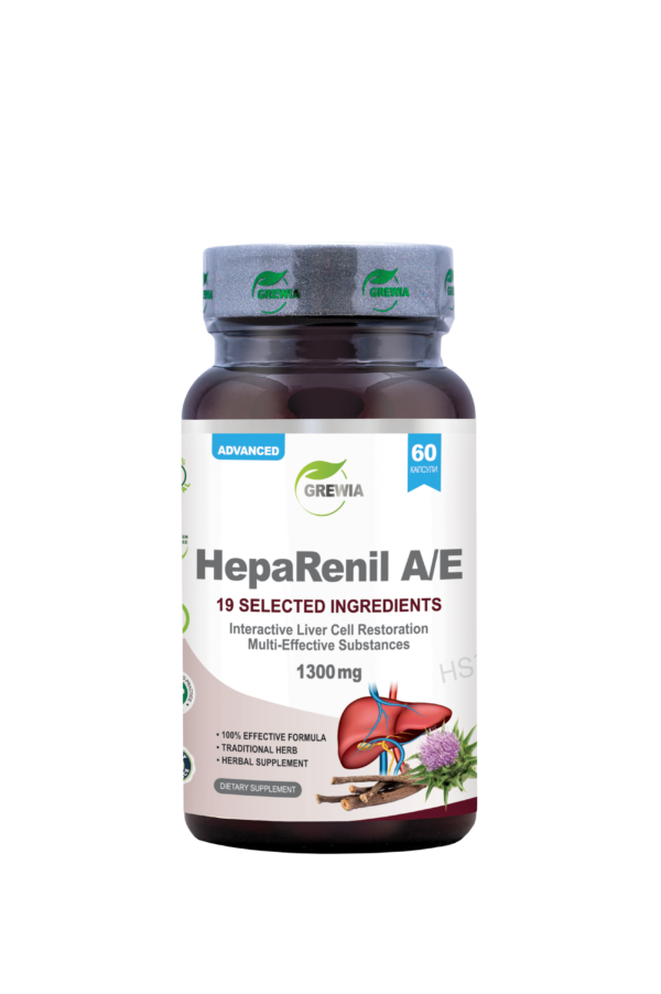 Хранителна добавка HepaRenil А/Е - 19 Selected Ingredients - Interactive Liver Cell Restoration - 1300mg. Daily Dose - за хепатит, черен дроб и жлъчка от Grewia