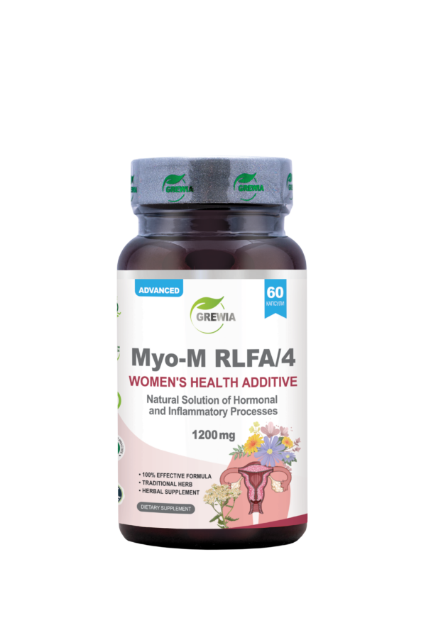 Myo-M – RLFA/4 - Women's Health Additive - Natural Solution of Hormonal and Inflammatory Processes - 1200mg Daily dose - Хранителна добавка за миома, ПМС и хормонален баланс от Grewia