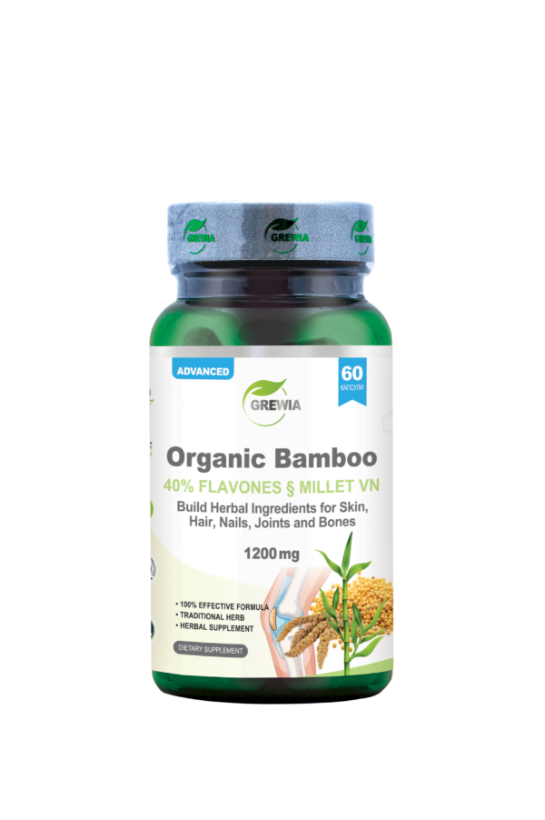 Organic Bamboo 40% Flavones + Millet 60 капсули – хранителна добавка за кожа, коса, нокти, стави и кости от Grewia