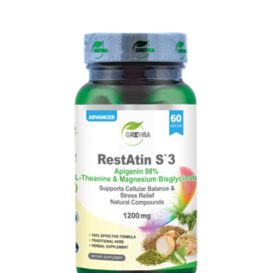 Хранителна добавка НЕРВНА СИСТЕМА / СТРЕС / ТРЕВОЖНОСТ - RestAtin S’3 - Apigenin 98% - L-Theanine & Magnesium Bisglycinate / Supports Cellular Balance & Stress Relief - 1200mg. Daily Dose от Grewia