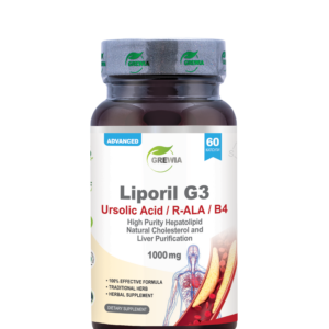 Liporil G3 – Ursolic Acid / R-ALA / B4 – 1000mg High Purity Hepatolipid – Natural Cholesterol and Liver Purification – Хранителна добавка за липиден баланс и черен дроб от Grewia