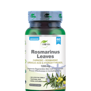 Rosemary Leaf Extract Carnosic Rosmarinic Ursolic Acid + Hydroxytyrosol 60 капсули – хранителна добавка за Anti-Aging, клетъчна регенерация и антиоксидантна защита от Grewia