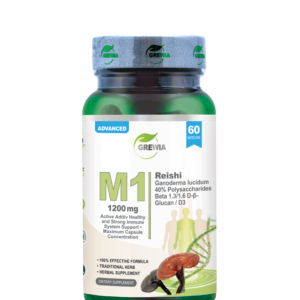 M1 Reishi Mushroom 40% Polysaccharides Beta-Glucan Vitamin D3 60 капсули – хранителна добавка за имуномодулация, онкологични и клетъчна защита от Grewia