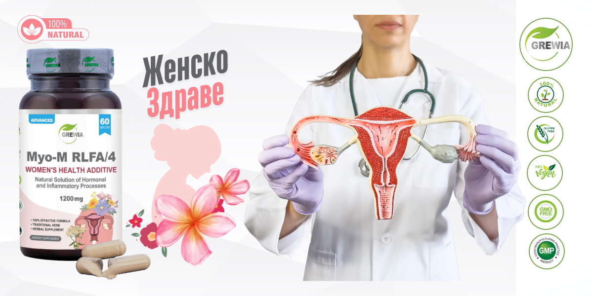 Myo-M RLFA/4 – подкрепа за женско здраве, хормонален баланс и менструален комфорт от Grewia