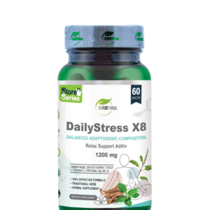 Хранителна добавка DailyStress X8 – Balanced Adaptogenic Composition – Relax Support Aditiv – GMP Certified Product – 1200mg. Daily Dose за Стрес, Безпокойство от Grewia