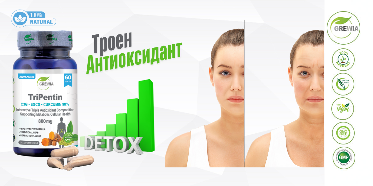 TriPentin – троен антиоксидант за клетъчна защита и anti-aging подкрепа от Grewia
